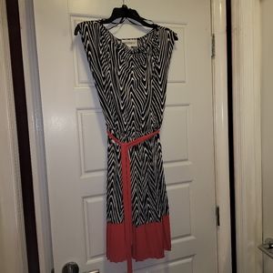 Studio I blk/wht dress w/red skirt & belt